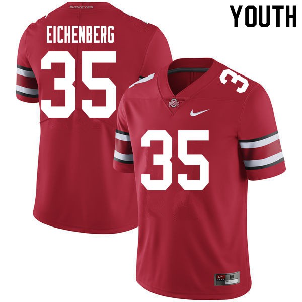 Ohio State Buckeyes #35 Tommy Eichenberg Youth Stitch Jersey Red OSU12367